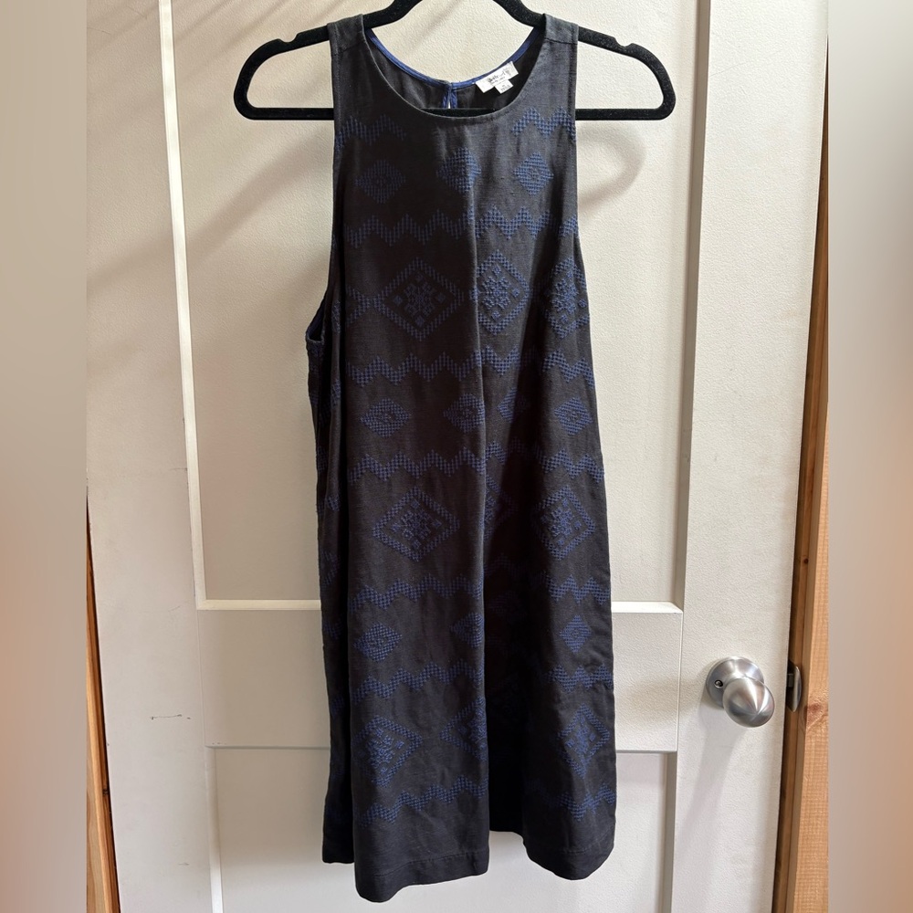 Wilfred Black and Blue Geometric Midi Dress